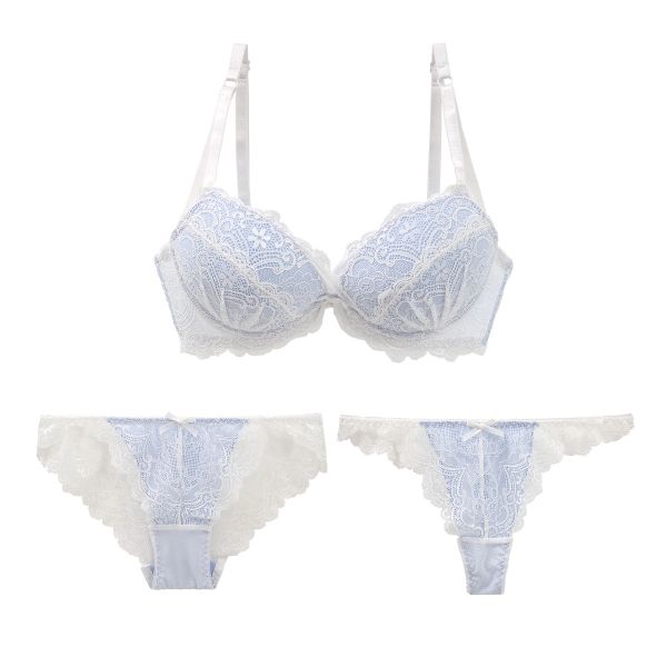カシュクール 総レース ブラジャー ショーツ Tバック 3点セット BCDEF 大きいサイズ バックレース