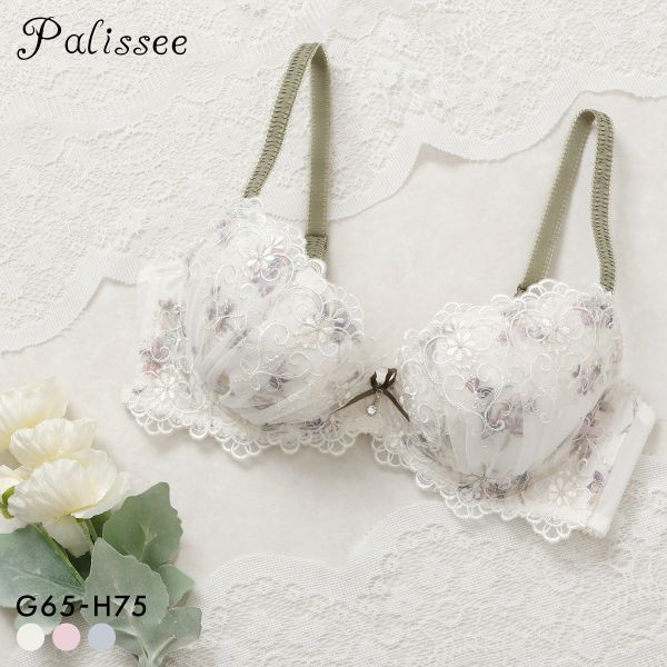 パリーゼ アモーレ ブラジャー GH 大きいサイズ 花柄プリント 刺繍レース まる胸 ナチュラル ナイスフィット Palissee