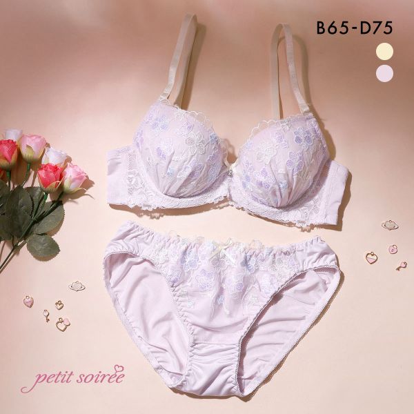 プチソワレ マルチカラーフラワー ブラセット BCD ブラジャー ショーツ セット petit soiree