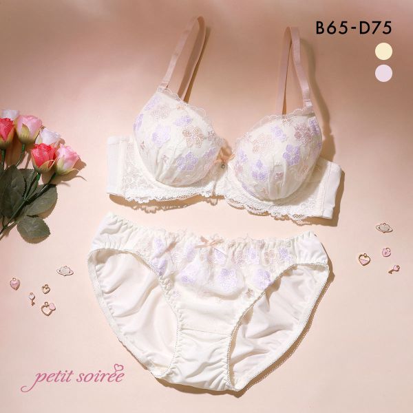 プチソワレ マルチカラーフラワー ブラセット BCD ブラジャー ショーツ セット petit soiree