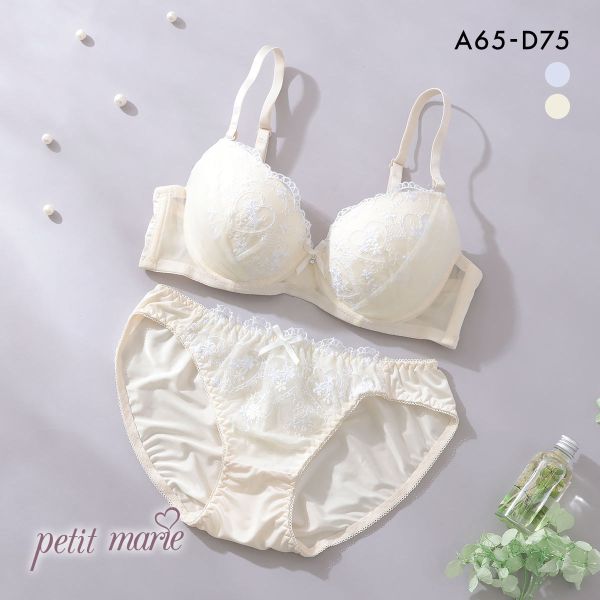プチマリー ガーリーハートレース ブラセット ABCD ブラジャー ショーツ セット petit marie WHITE