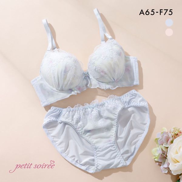 プチソワレ ブラセット プリントラメレース ブラジャー ショーツ セット ABCDEF petit soiree