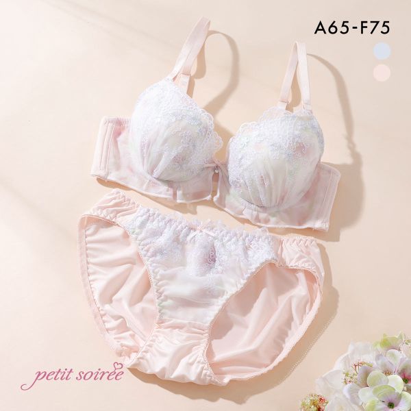 プチソワレ ブラセット プリントラメレース ブラジャー ショーツ セット ABCDEF petit soiree