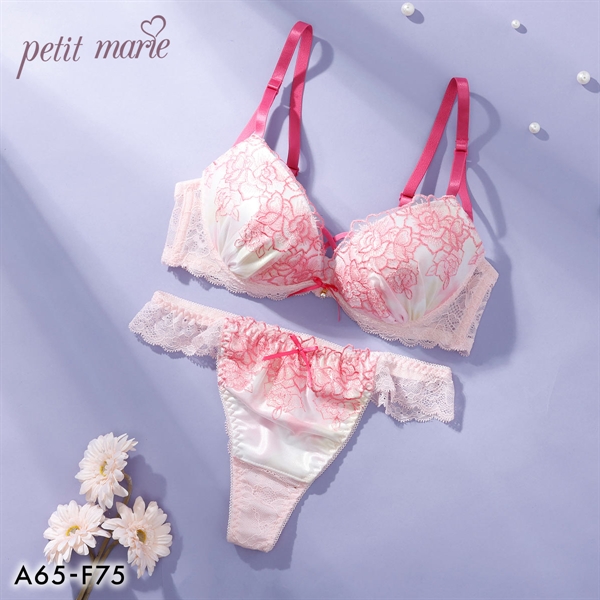 プチマリー グラデプリントコード ブラジャー Tバックショーツ セット ABCDEF ブラセット 谷間 盛りブラ petit marie BLACK
