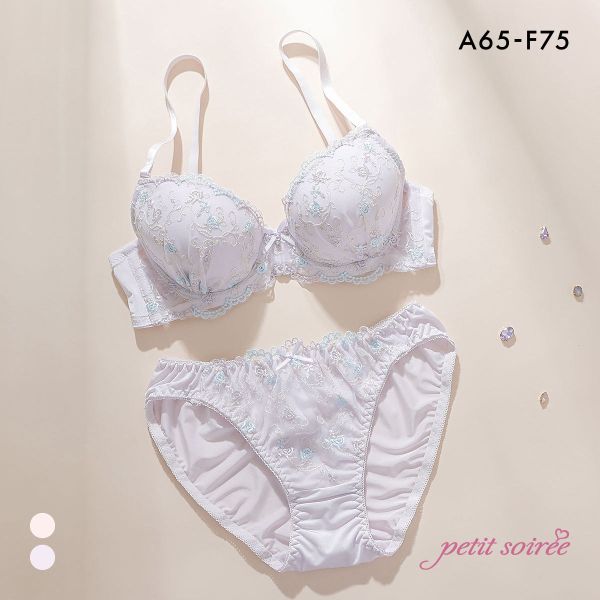 プチソワレ ローズガーデン ブラセット ABCDEF ブラジャー ショーツ セット 花柄 ラメ刺繍 まる胸 大きいサイズ petit soiree