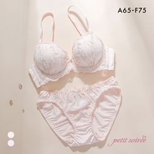 プチソワレ ローズガーデン ブラセット ABCDEF ブラジャー ショーツ セット 花柄 ラメ刺繍 まる胸 大きいサイズ petit soiree