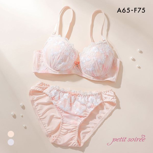 プチソワレ フラワーアーチ ブラセット ABCDEF ブラジャー ショーツ セット ラメ 刺繍 まる胸 petit soiree 大きいサイズ