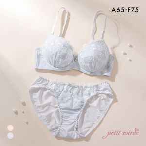 プチソワレ フラワーアーチ ブラセット ABCDEF ブラジャー ショーツ セット ラメ 刺繍 まる胸 petit soiree 大きいサイズ