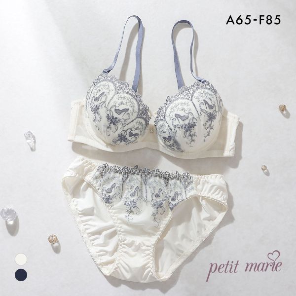 プチマリー ミニュイサンドリヨン ブラセット ABCDEF ブラジャー ショーツ セット シンデレラ 編み上げ風 petit marie WHITE