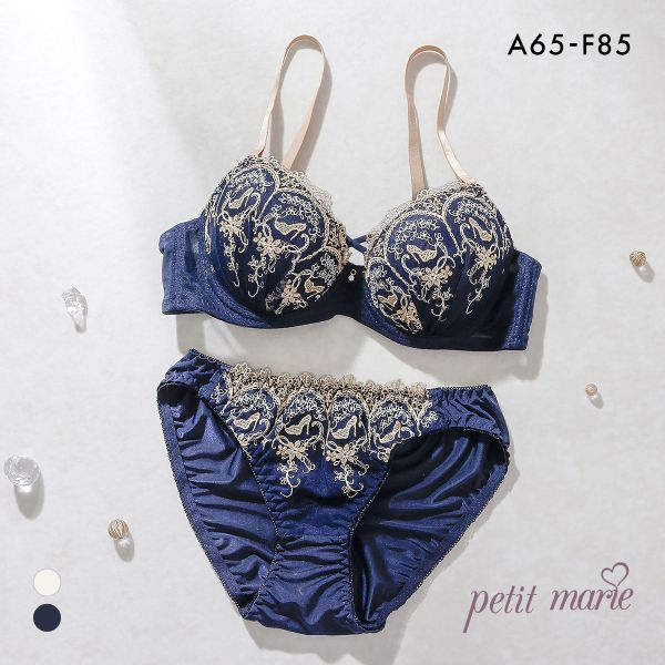 プチマリー ミニュイサンドリヨン ブラセット ABCDEF ブラジャー ショーツ セット シンデレラ 編み上げ風 petit marie WHITE