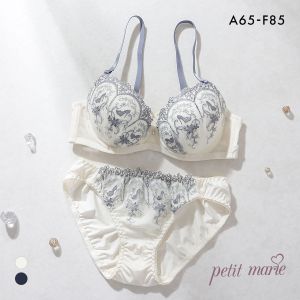 プチマリー ミニュイサンドリヨン ブラセット ABCDEF ブラジャー ショーツ セット シンデレラ 編み上げ風 petit marie WHITE