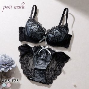 プチマリー リボンノクターン ブラセット ABCDEF ブラジャー ショーツ セット 大きいサイズ petit marie BLACK