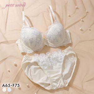 プチソワレ シャイニーフラワー ブラセット ABCDEF ブラジャー ショーツ セット 花柄刺繍 ラメ まる胸 ナチュラル petit soiree