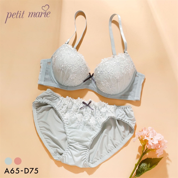 プチマリー ピュアトウィンクル ブラセット ABCD ブラジャー ショーツ セット まる胸 petit marie WHITE