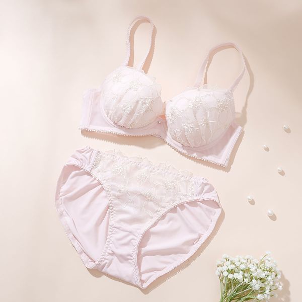パリーゼ Palissee ペールフローラル ブラジャー ショーツ セット ナイスフィット 花柄ラメ刺繍 ABCDEF