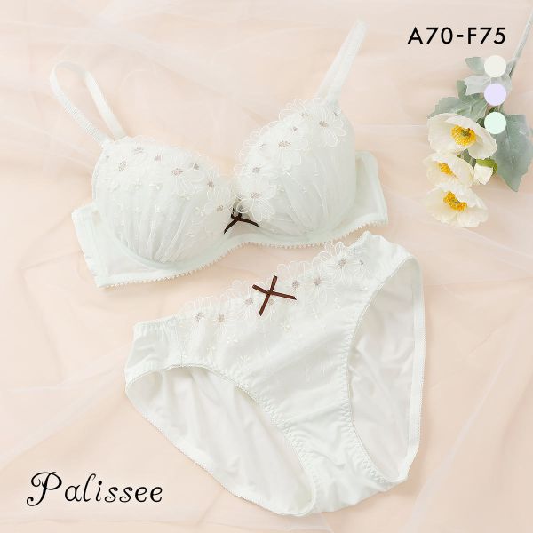 20%OFF パリーゼ フルールアップリケ ブラセット ABCDEF ブラジャー ショーツ セット Palissee 20%OFF パリーゼ フルールアップリケ ブラセット ABCDEF ブラジャー ショーツ セット Palissee