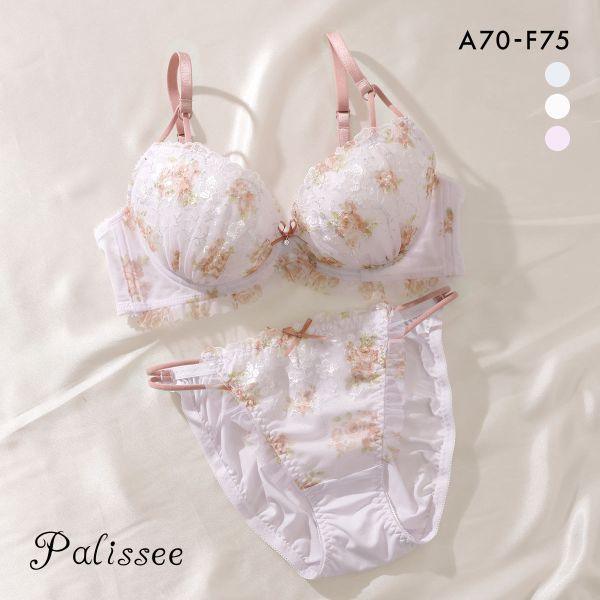 パリーゼ バイカラーローズ ブラセット ABCDEF ブラジャー ショーツ セット まる胸 ナチュラル プリントレース ストリング Palissee