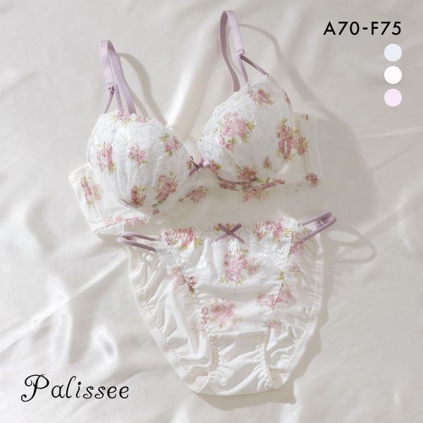 パリーゼ バイカラーローズ ブラセット ABCDEF ブラジャー ショーツ セット まる胸 ナチュラル プリントレース ストリング Palissee
