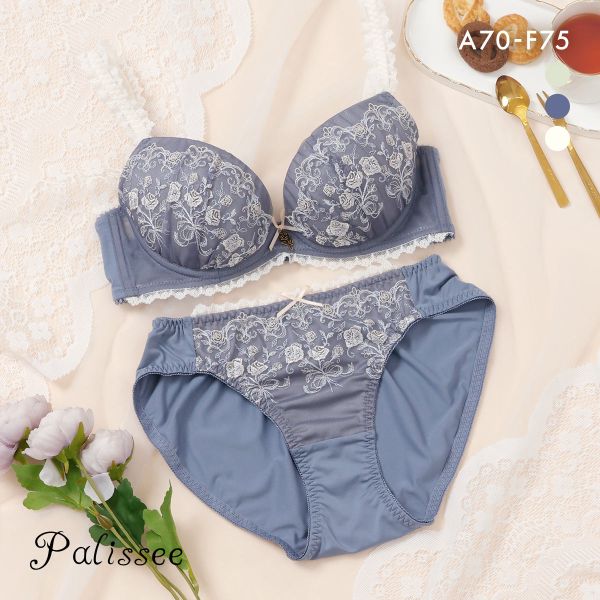 パリーゼ プティブーケ ブラセット ABCDEF ブラジャー ショーツ セット まる胸 ナチュラル 刺しゅう レース Palissee