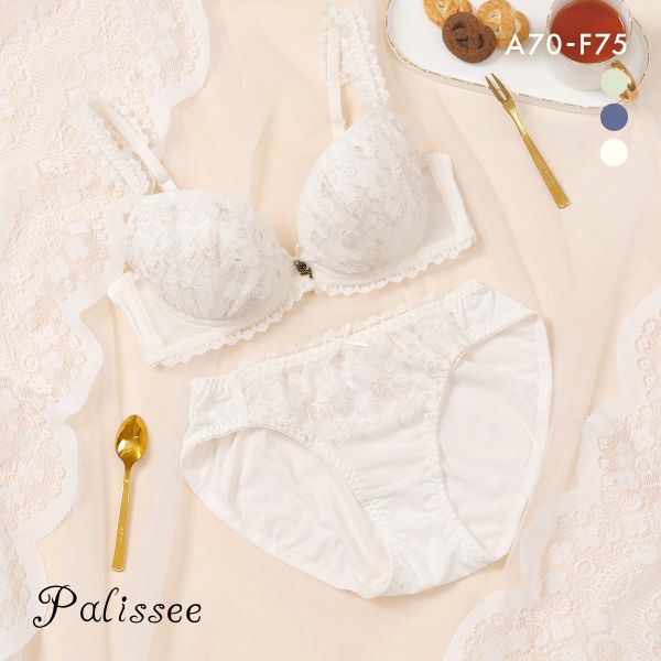 パリーゼ プティブーケ ブラセット ABCDEF ブラジャー ショーツ セット まる胸 ナチュラル 刺しゅう レース Palissee