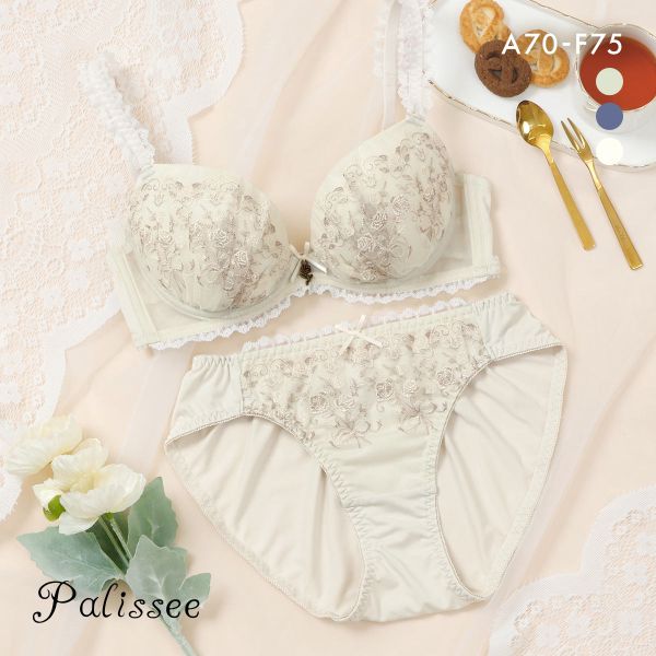 パリーゼ プティブーケ ブラセット ABCDEF ブラジャー ショーツ セット まる胸 ナチュラル 刺しゅう レース Palissee