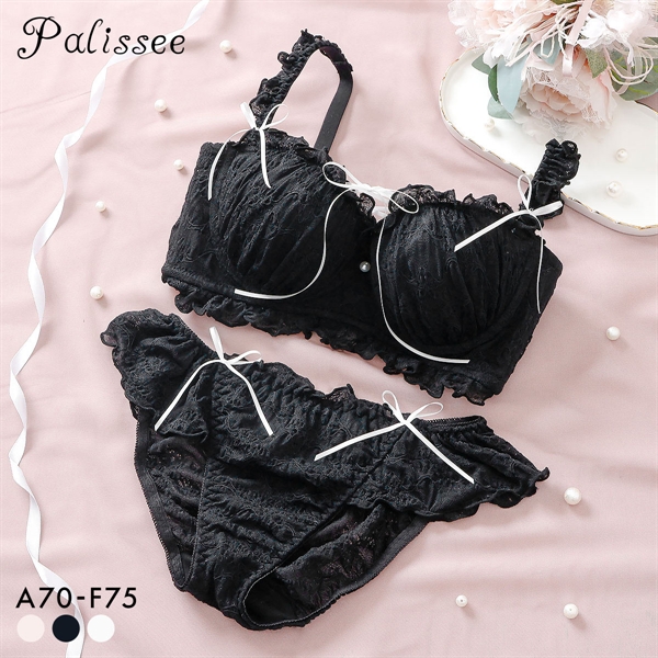 パリーゼ モワルーレースアップ ブラセット ABCDEF ストラップレス 2way 脇高 ブラジャー ショーツ セット Palissee Mia Lingerie