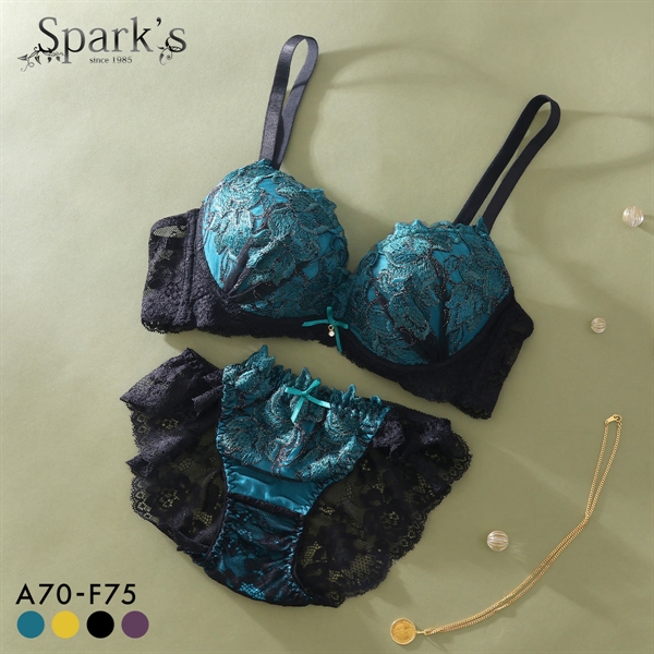 スパークス SPARKS グランローズ ブラジャー ショーツ セット ノーマル ABCDEF 脇高 谷間 盛りブラ バックレース