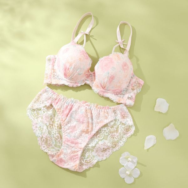 スパークス SPARKS フラワープリントコード ブラジャー ショーツ セット ABCDEF 脇高 谷間 盛りブラ バックレース 総レース