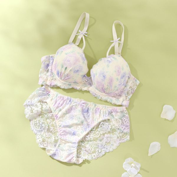 スパークス SPARKS フラワープリントコード ブラジャー ショーツ セット ABCDEF 脇高 谷間 盛りブラ バックレース 総レース