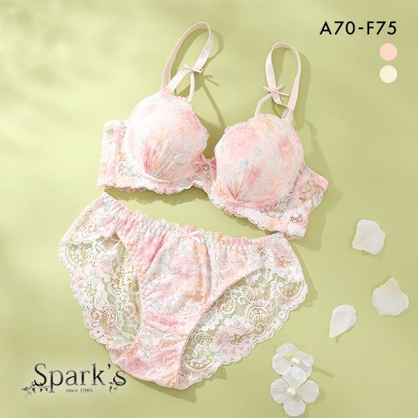 スパークス SPARKS フラワープリントコード ブラジャー ショーツ セット ABCDEF 脇高 谷間 盛りブラ バックレース 総レース スパークス SPARKS フラワープリントコード ブラジャー ショーツ セット ABCDEF 脇高 谷間 盛りブラ バックレース 総レース