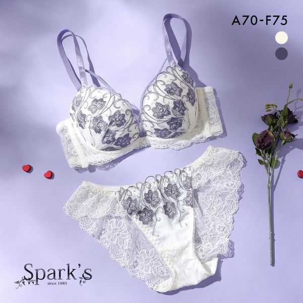 スパークス バイカラーフラワーコード ブラジャー ショーツ セット ノーマルショーツ 脇高 ABCDEF 谷間 バックレース SPARKS
