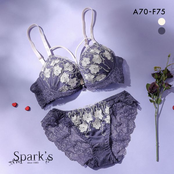 スパークス バイカラーフラワーコード ブラジャー ショーツ セット ノーマルショーツ 脇高 ABCDEF 谷間 バックレース SPARKS
