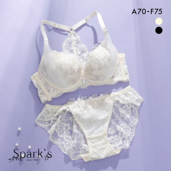 スパークス フロントホック背中見せ ブラジャー ショーツ セット ABCDEF 脇高 盛り バックレース バックシャン 大きいサイズ SPARKS