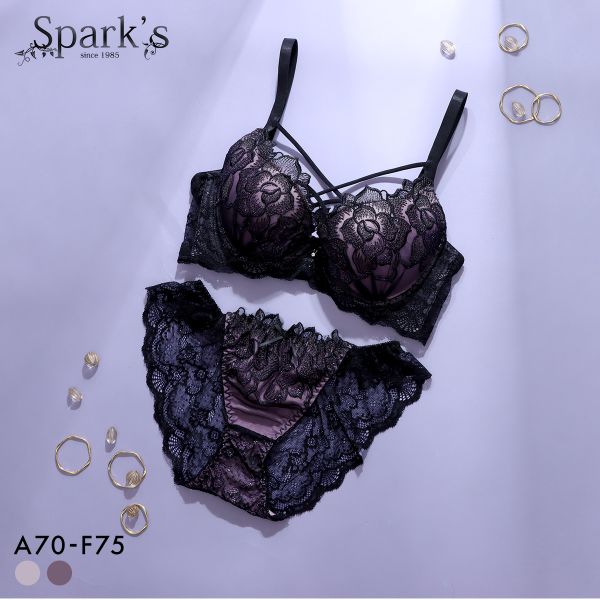 スパークス ノワールローズ ブラジャー ノーマルショーツ セット 脇高 谷間 ABCDEF バックレース SPARKS 大きいサイズ