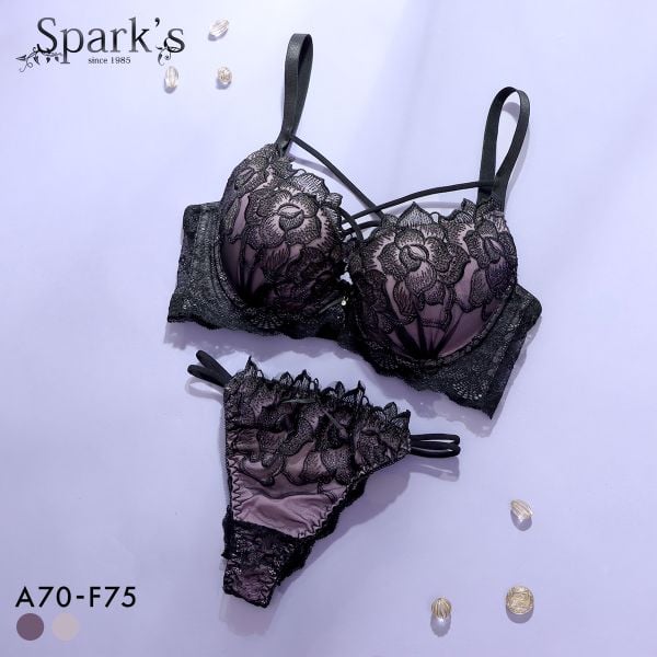 スパークス ノワールローズ ブラジャー Tバックショーツ セット 脇高 谷間 ABCDEF バックレース SPARKS 大きいサイズ
