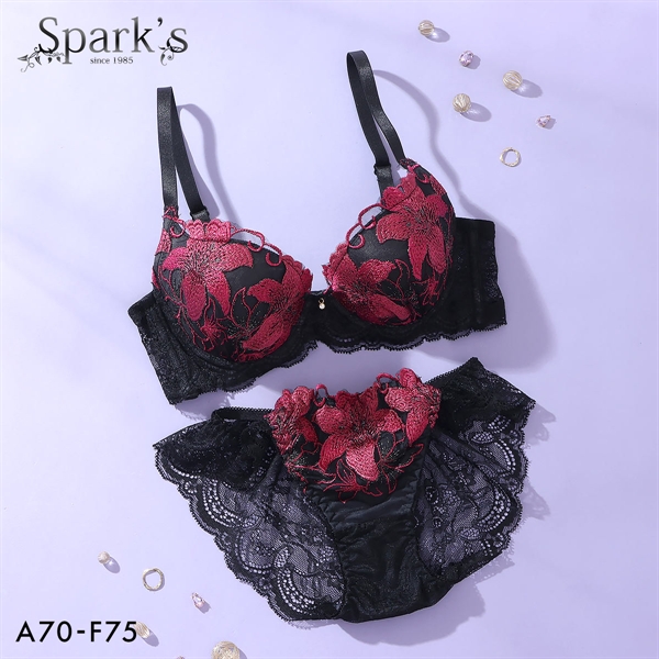 スパークス ブラジャー ノーマルショーツ セット ABCDEF ブラセット レース フラワー 脇高 盛り 谷間 バックレース 下着 SPARKS