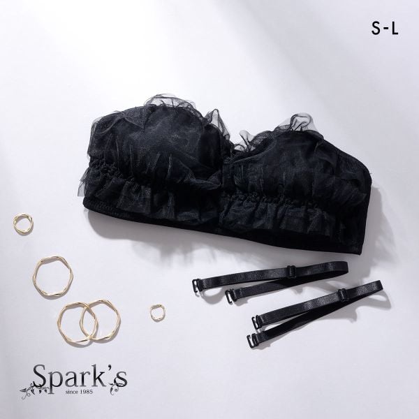 スパークス チュールフリル バンドゥブラ ブラジャー ノンワイヤー ストラップレス SPARKS