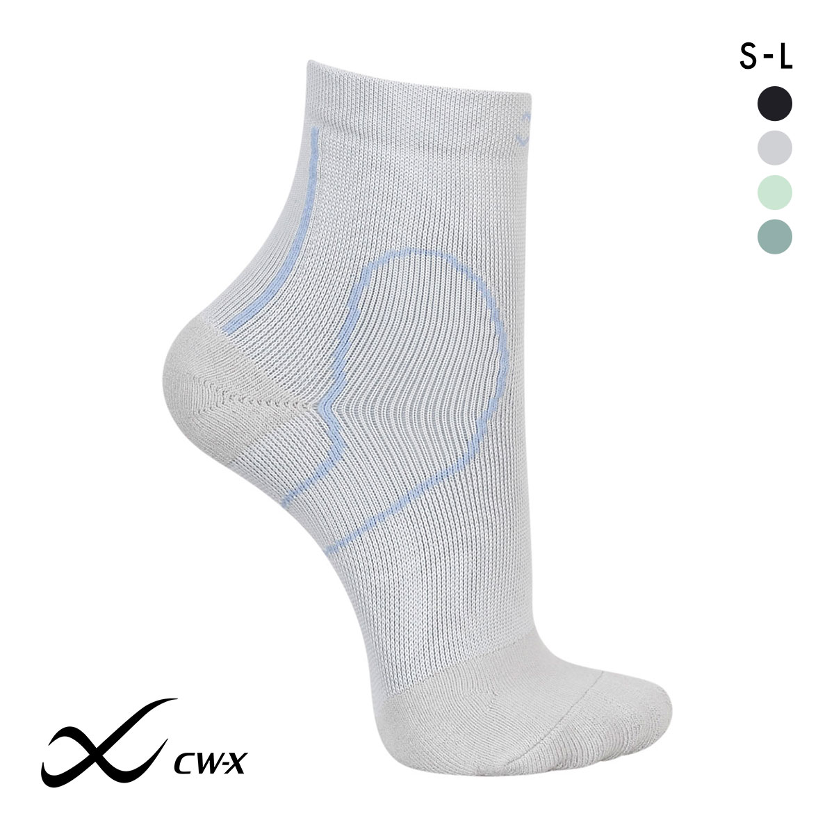 ワコール Wacoal シーダブリューエックス CW-X PARTS 男女兼用サポートソックス ショートタイプ 靴下(LGY-薄グレー-S)