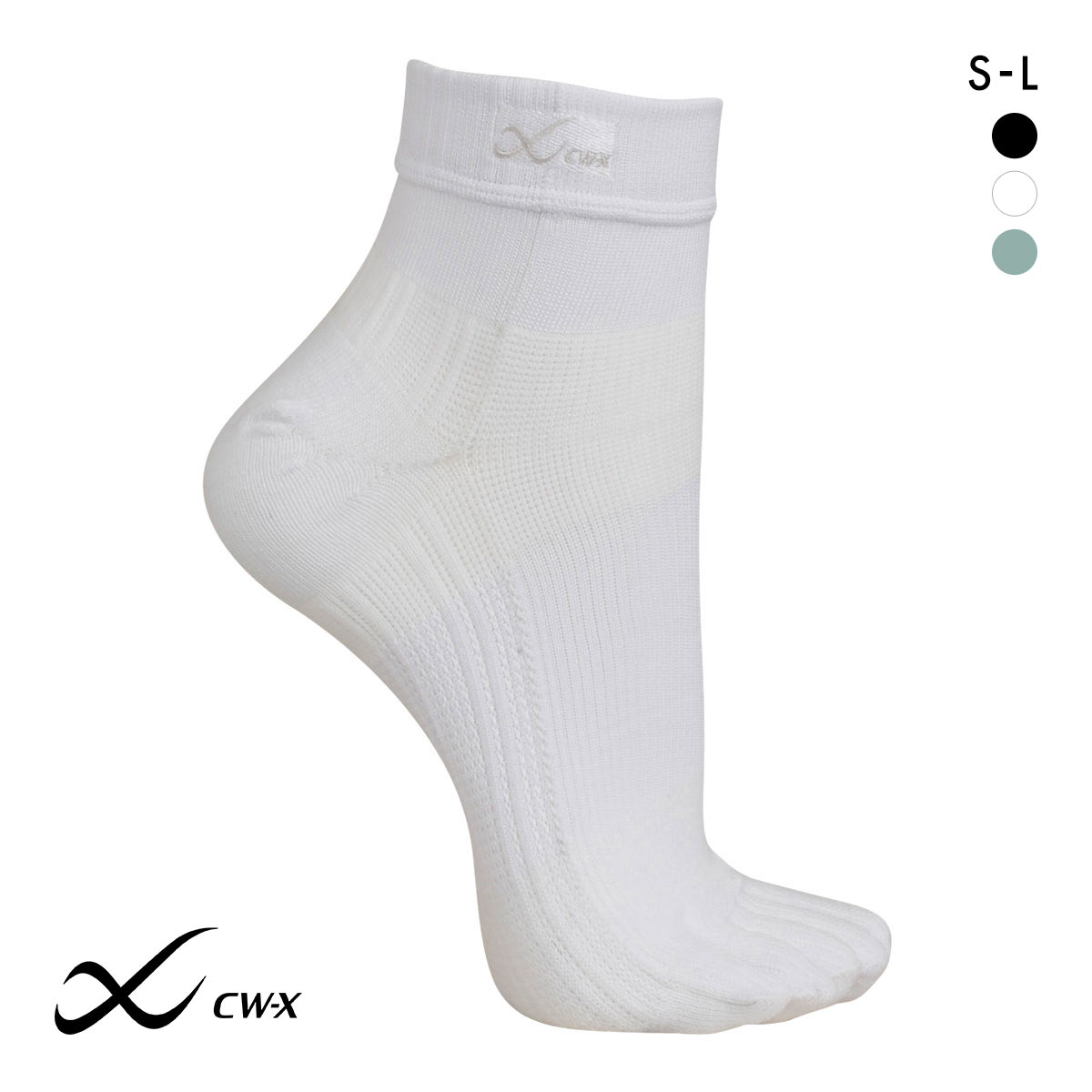 大谷翔平愛用モデル ワコール Wacoal シーダブリューエックス CW-X PARTS 男女兼用5本指サポートソックス 靴下 ショートタイプ BCR610(IV-アイボリー-S)