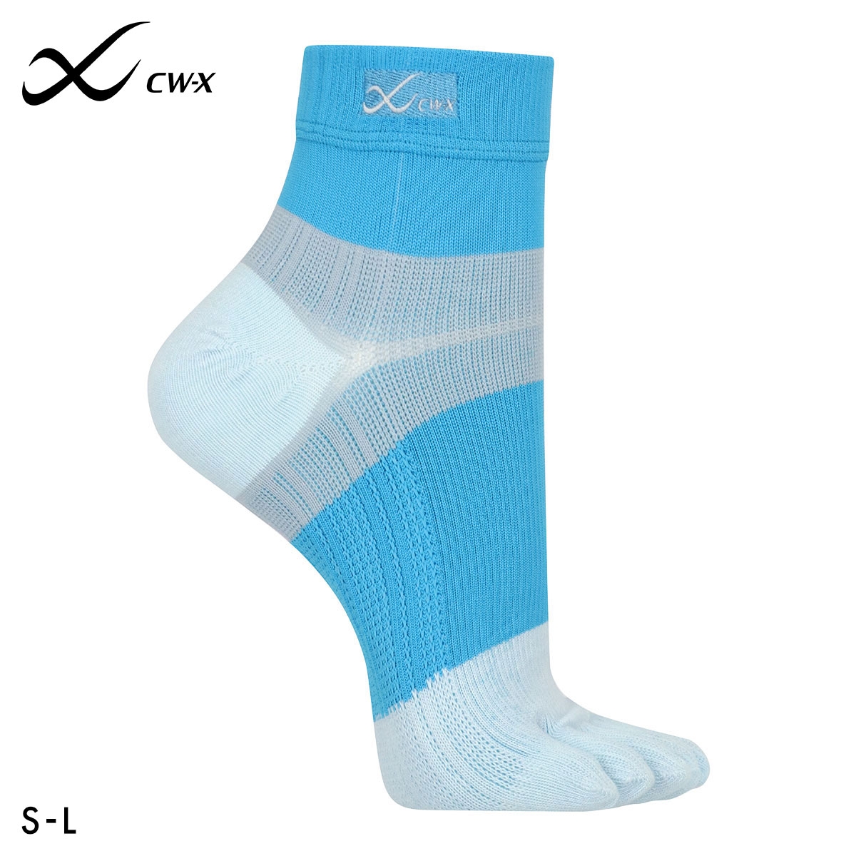 大谷翔平愛用モデル ワコール Wacoal シーダブリューエックス CW-X PARTS 男女兼用5本指サポートソックス 靴下 ショートタイプ BCR610(LBU-薄ブルー-S)