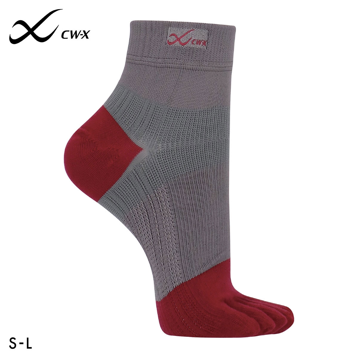 大谷翔平愛用モデル ワコール Wacoal シーダブリューエックス CW-X PARTS 男女兼用5本指サポートソックス 靴下 ショートタイプ BCR610(WI-ワイン-S)