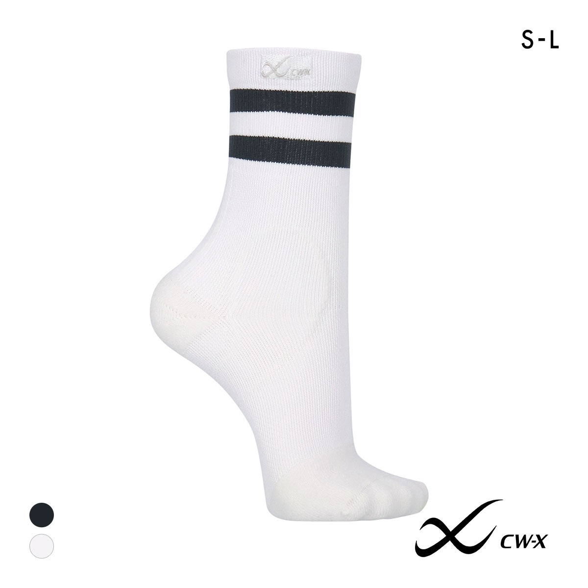 ワコール シーダブリューエックス 男女兼用 プレーンソックス クルータイプ 靴下 クルー丈 ユニセックス Wacoal CW-X(WH-ホワイト-S)