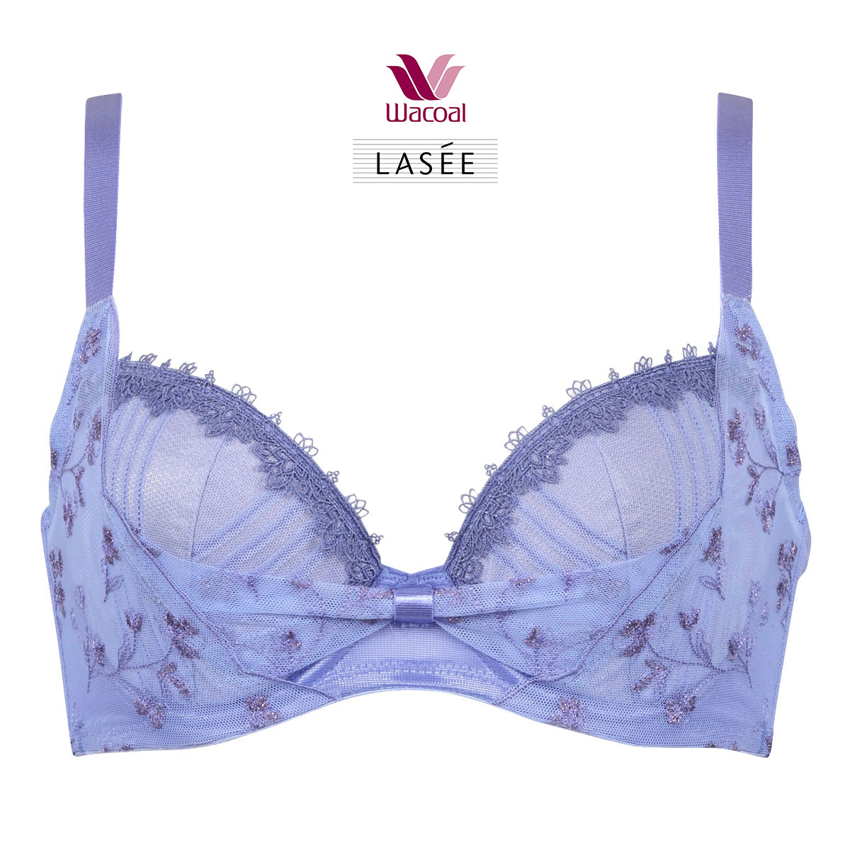 ワコール Wacoal ラゼ LASEE 09G BFA709 リボンブラ 脇すっきり ブラジャー DEF 脇高 脇肉 単品(PU-パープル-D65)