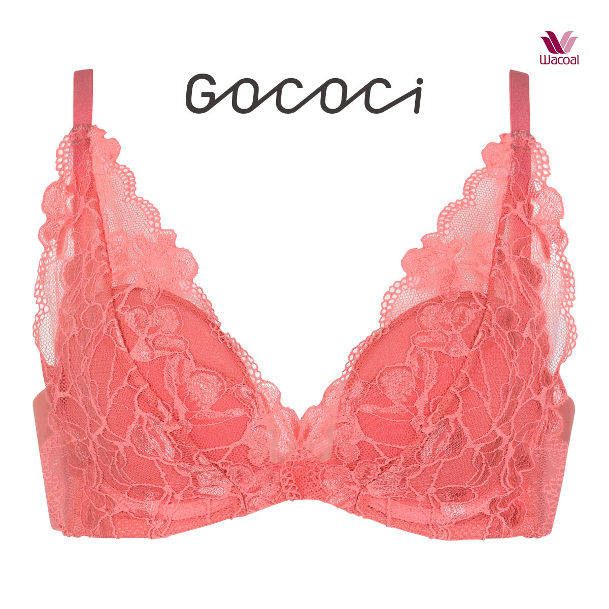 ワコール Wacoal ゴコチ GOCOCi フレキシブラ レース ノンワイヤーブラ BGG202 ラクに美胸キープ ブラジャー ML 単品(SP-サーモンピンク-M)