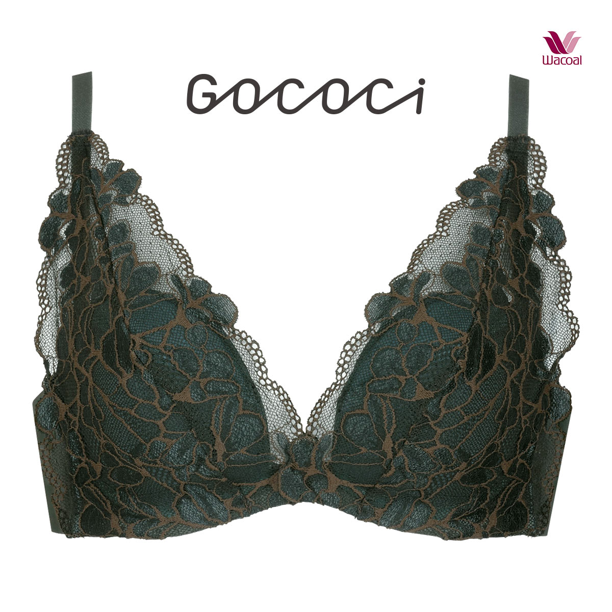 ワコール Wacoal ゴコチ GOCOCi フレキシブラ レース ノンワイヤーブラ BGG202 ラクに美胸キープ ブラジャー ML 単品(GR-グリーン-M)