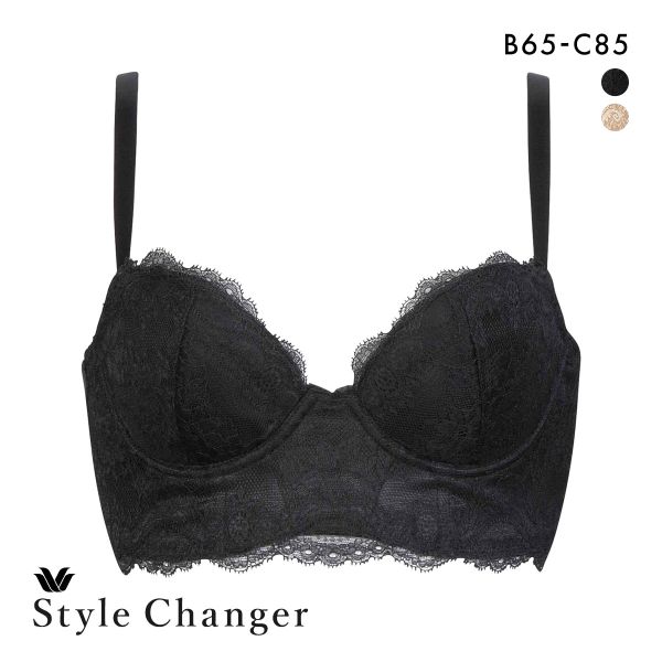 ワコール スタイルチェンジャー 高補整ミドリフ丈ブラ 3/4カップブラジャー BC Wacoal Style Changer ミドリフ丈(BK-ブラック-B65)