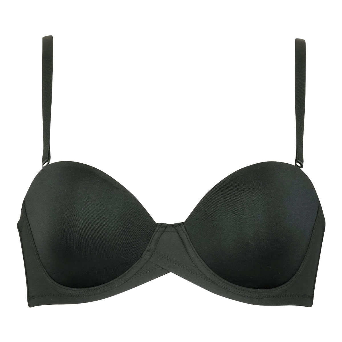 ワコール Wacoal エバーシック 1/2カップ ストラップレス ブラジャー ABC 単品 BRB694(BK-ブラック-A70)