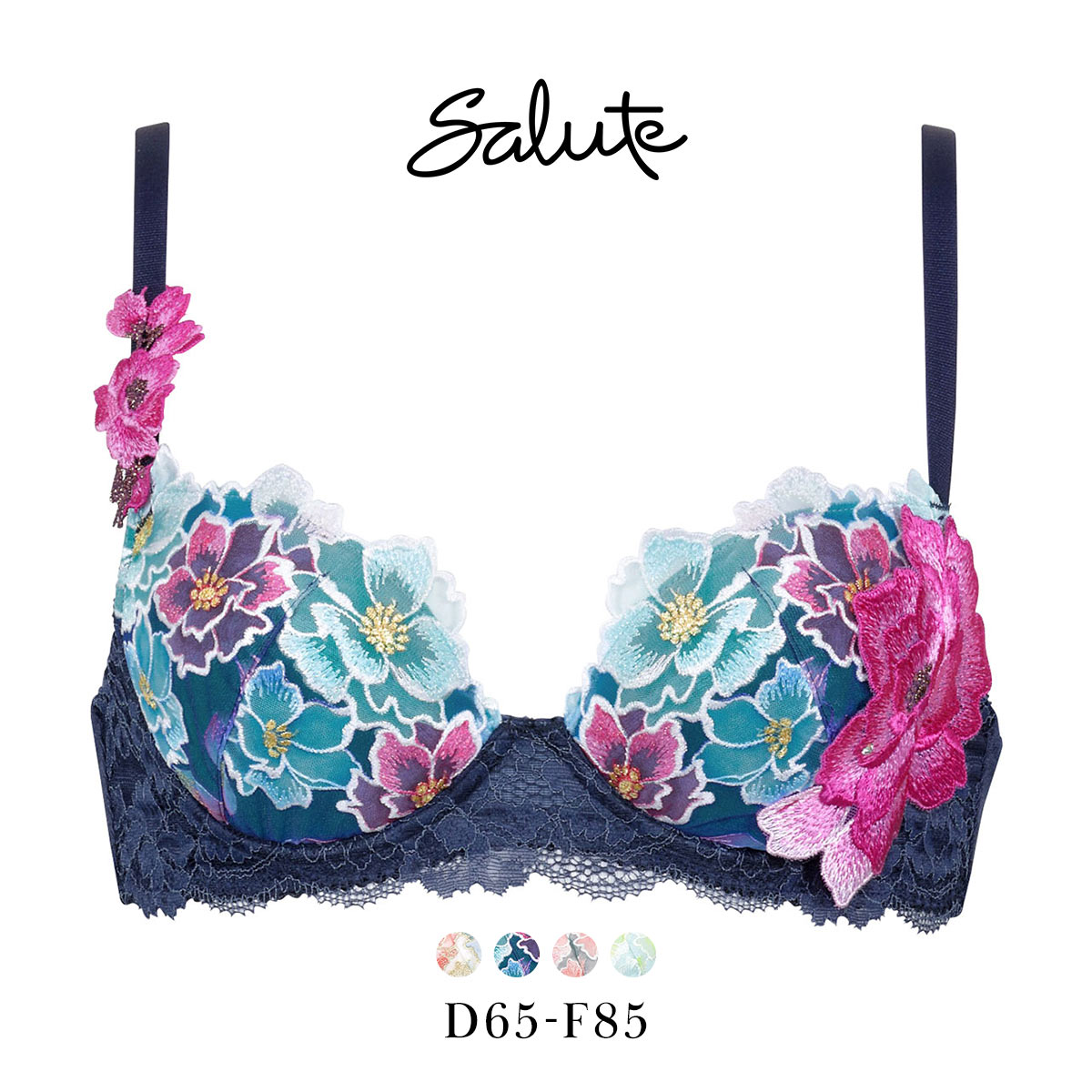 ワコール Wacoal サルート Salute 24SS 03G BTJ403 P-UP ブラジャー DEF プッシュアップ 単品 谷間 フェア(NV-ネイビー-D65)