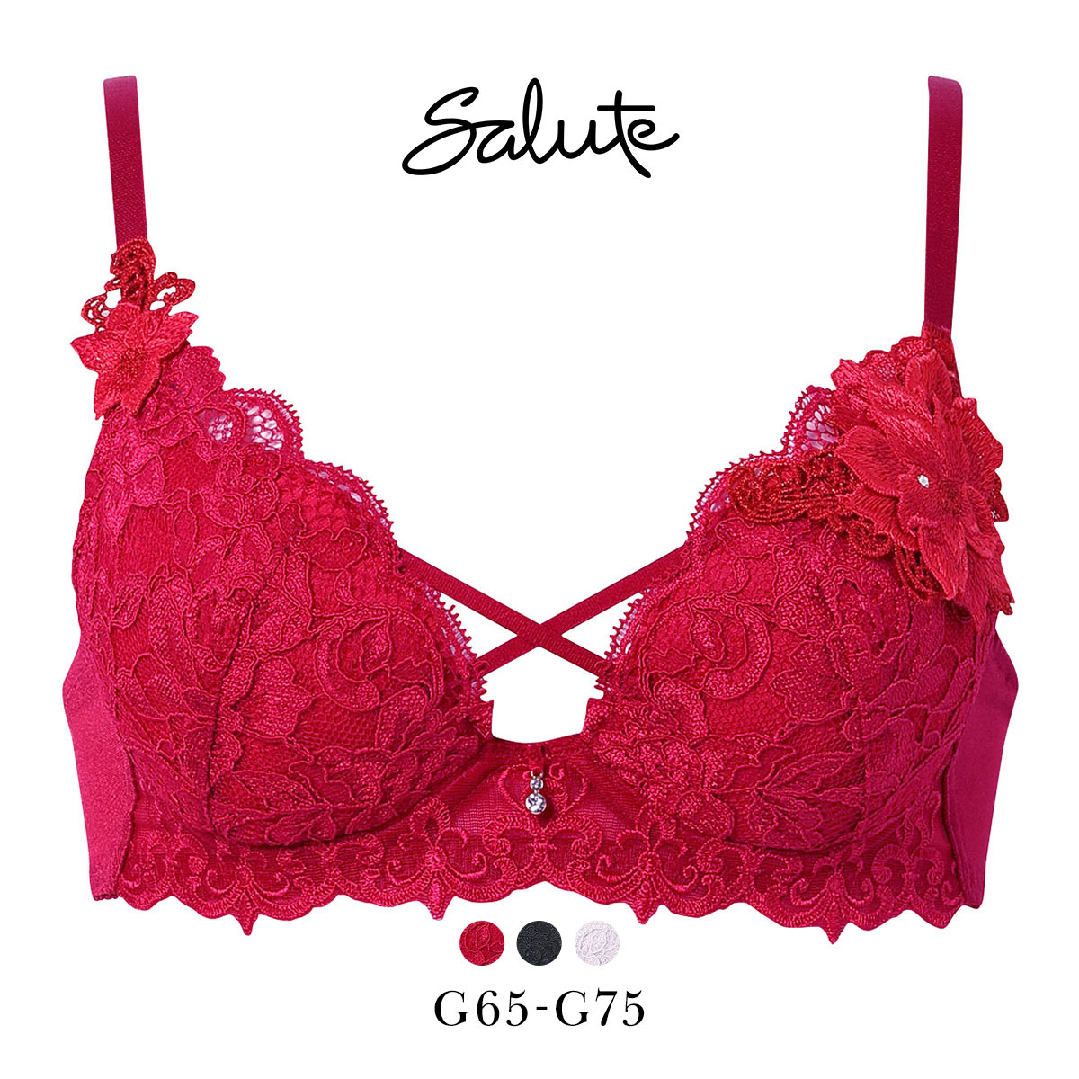 ワコール サルート 27グループ 27G VIVA LINE ブラジャー G ビバライン 谷間 Wacoal Salute BTJ427 25AWブルーム 大きいサイズ(RE-レッド-G65)