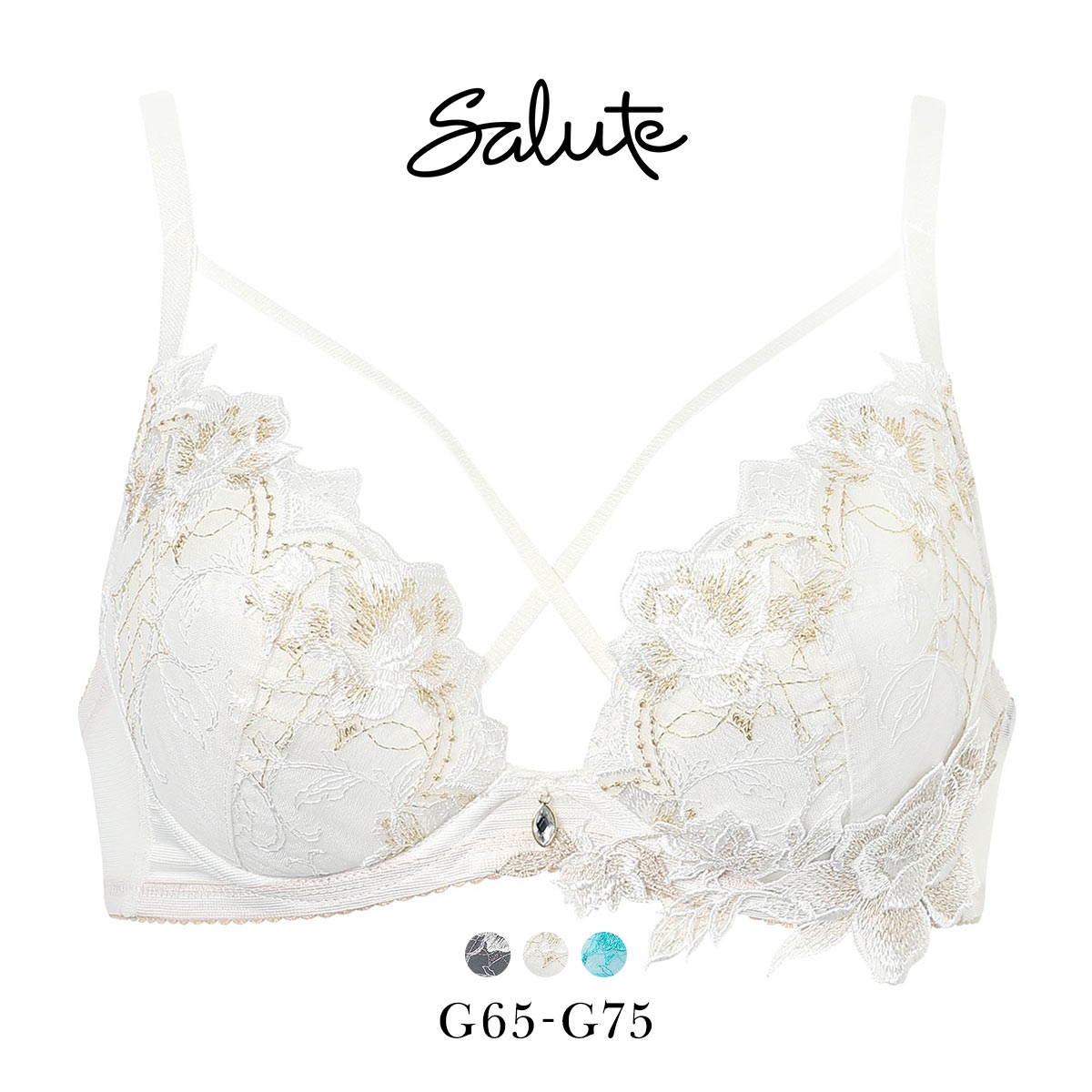 ワコール サルート 37グループ 37G VIVA LINE ブラジャー G ビバライン 谷間 Wacoal Salute BTJ437 26SSブルーム(IV-アイボリー-G65)